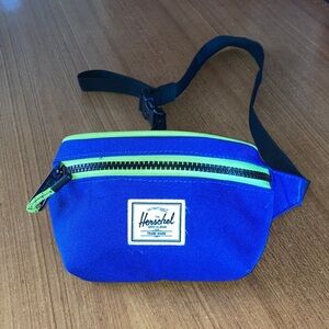 Herschel Supply Company Royal Blue Belt Bag with Neon Green Trim-youth